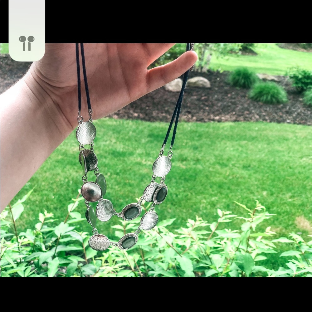 Silver and Green Layered Necklace